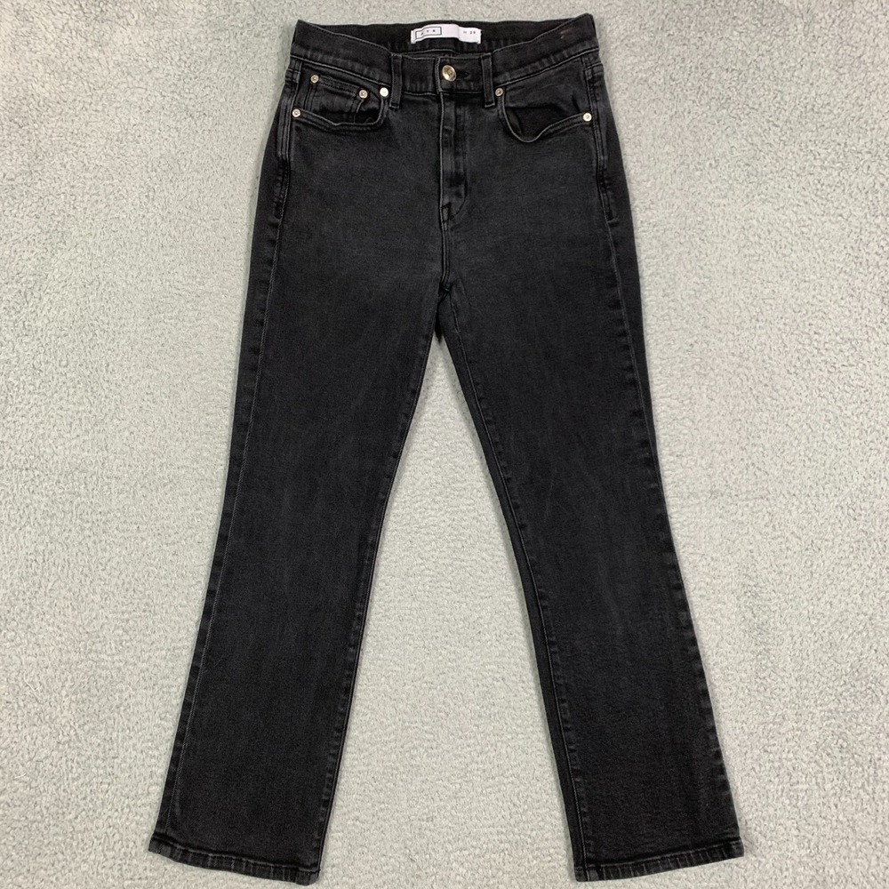 AYR The Pop Jeans Women's 29 Washed Black Straight High Rise Crop Denim